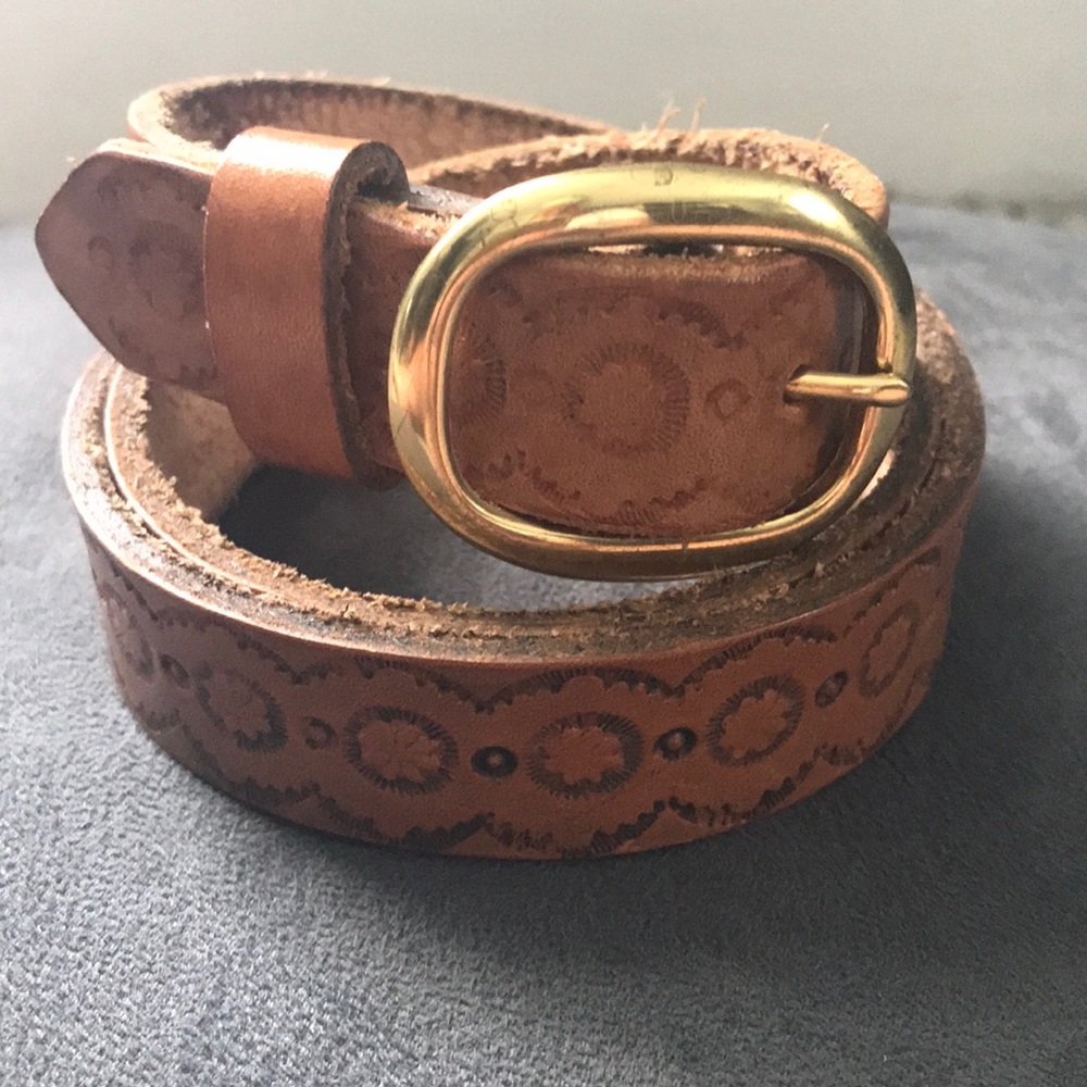 Bohemian Chic Embossed Leather Belt. Size S/M.